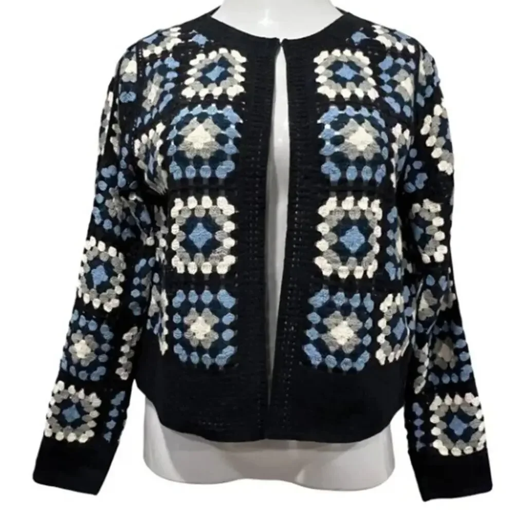 Capri‎ Blue Crochet Cardigan M